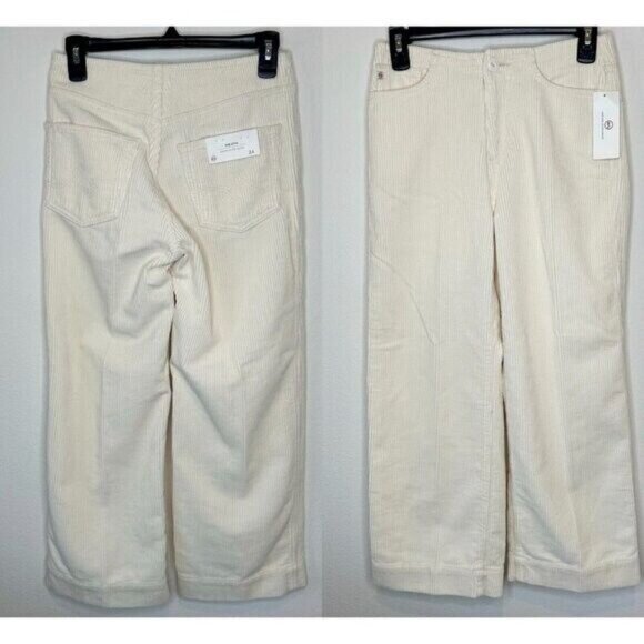 AG Adriano Goldschmied Etta in Ivory Dust Corduroy Wide Leg Crop Pants 24 NWT - Picture 7 of 11